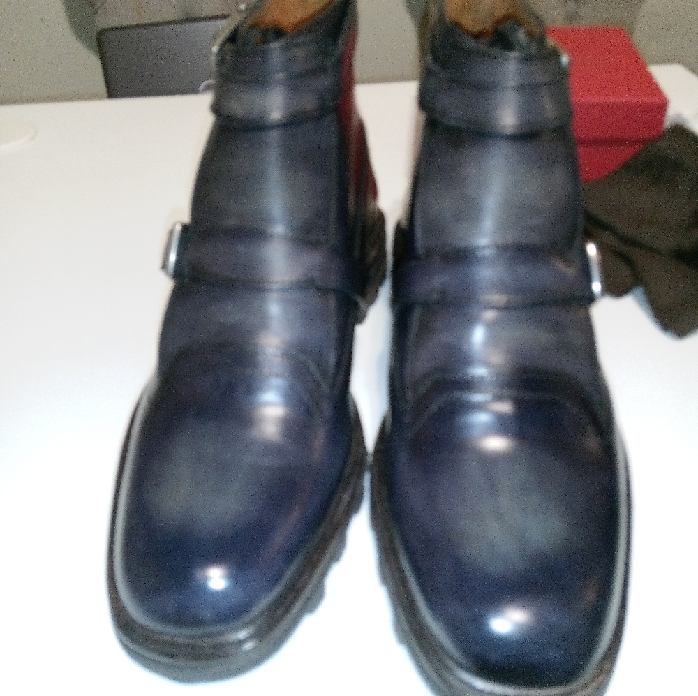 Men's Blue Patina Leather Berluti Boots